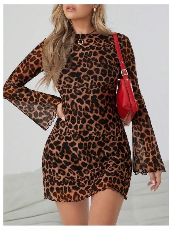 LILLY™ - Leopard Print Long-Sleeve Bodycon Dress for Elegant Style