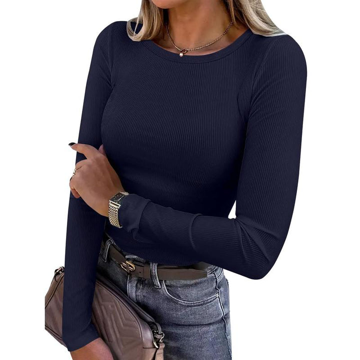 MERIAM™ - Women Rib Knit Long Sleeve Slim Fit Crewneck Top