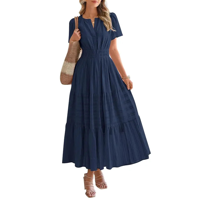 HELENA™ – Casual Summer V-Neck Maxi Dress
