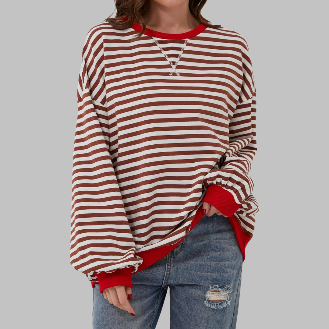 LUKA™ - Casual Long Sleeve Round Neck Striped Sweatshirt