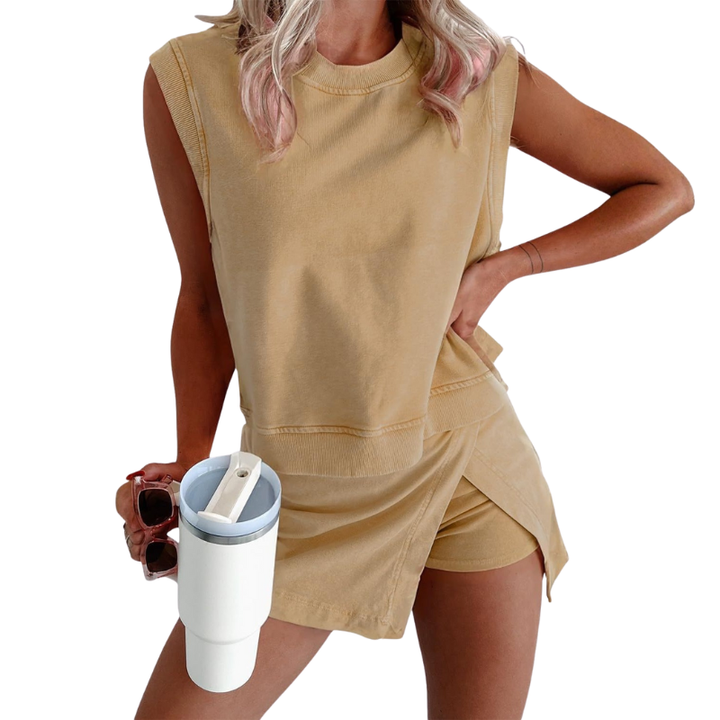 FELY™ – Contemporary 2-Piece Summer Lounge Set with Tank Top and Skirt