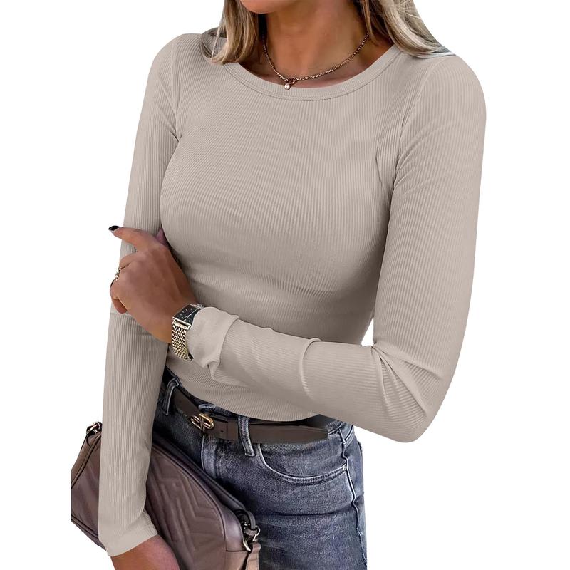 MERIAM™ - Women Rib Knit Long Sleeve Slim Fit Crewneck Top