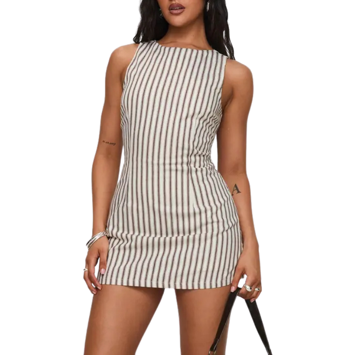 CATHERINE™ – Easy Fit Brown Stripe Romper