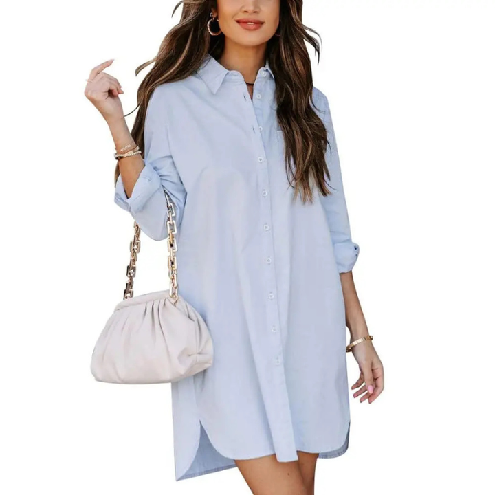 VEXANA™ – Classic Striped Button Front Shirt Dress