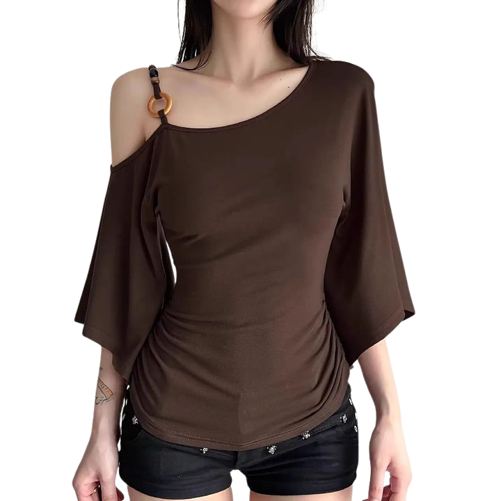 AUDRINA™ – Stylish Asymmetrical Flounce Sleeve Top