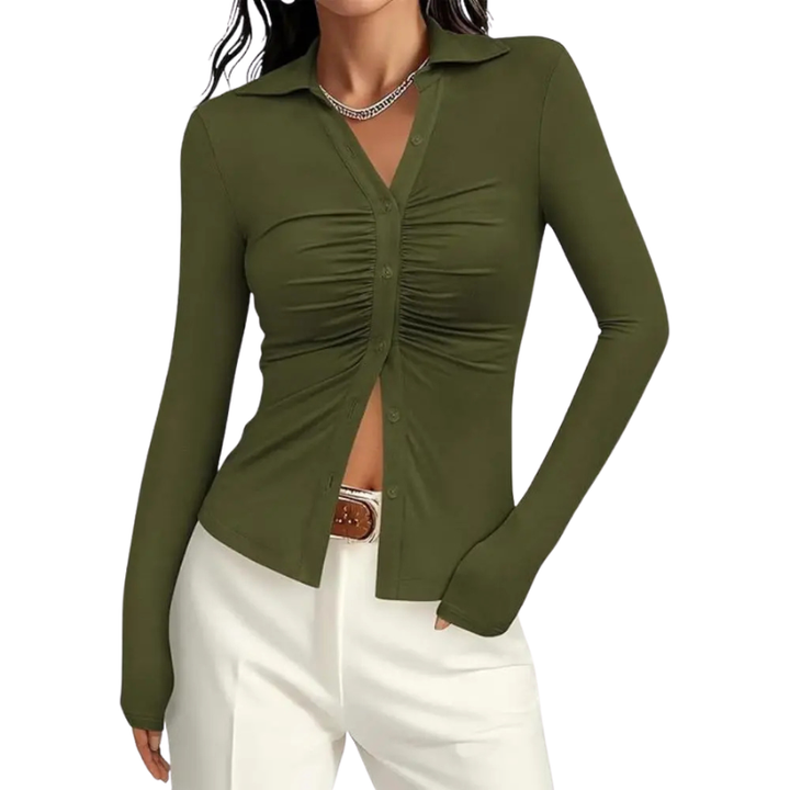 ALIANA™ – Sophisticated Pleated Long Sleeve Top