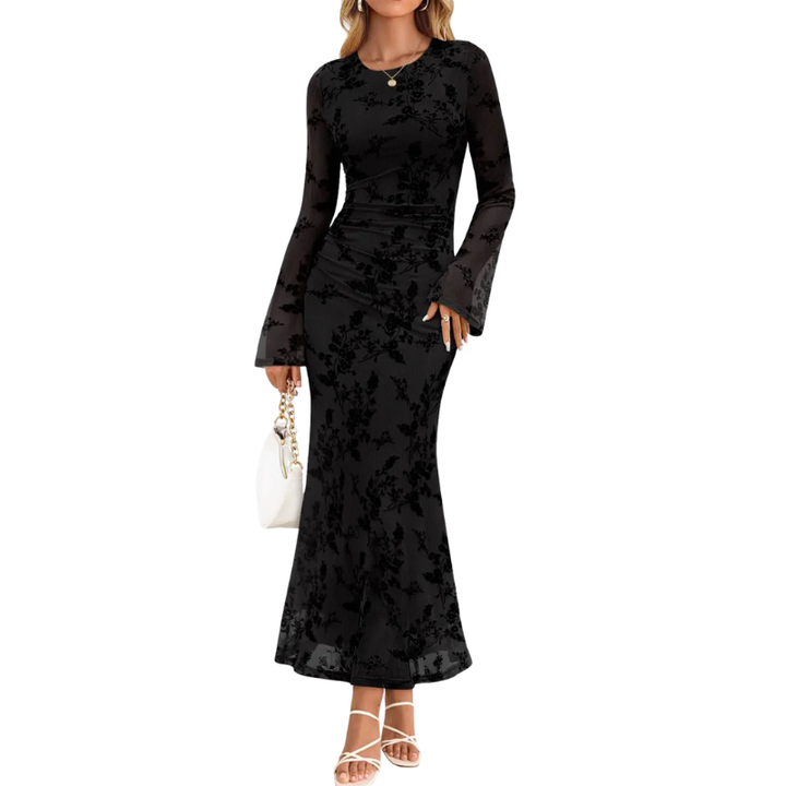 BRANDY™ – Stylish Floral Long Sleeve Maxi Dress
