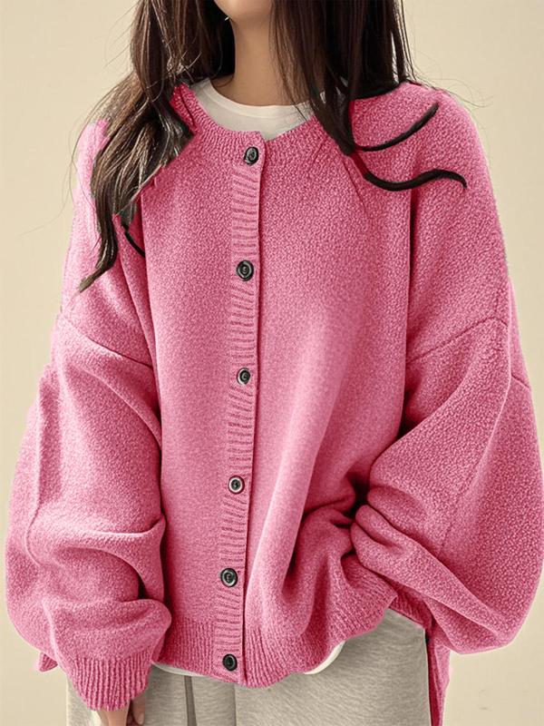 SOPHIA™ - Women Solid Color Button Front Knit Cardigan