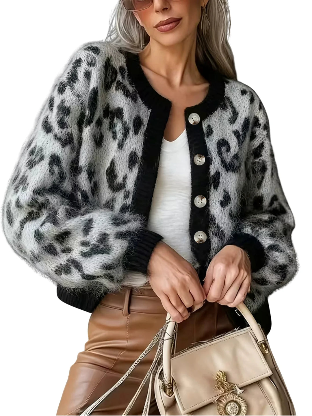 CAMILLA™ – Chic Leopard Print Knit Blazer