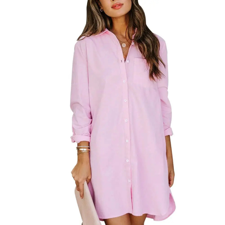 VEXANA™ – Classic Striped Button Front Shirt Dress