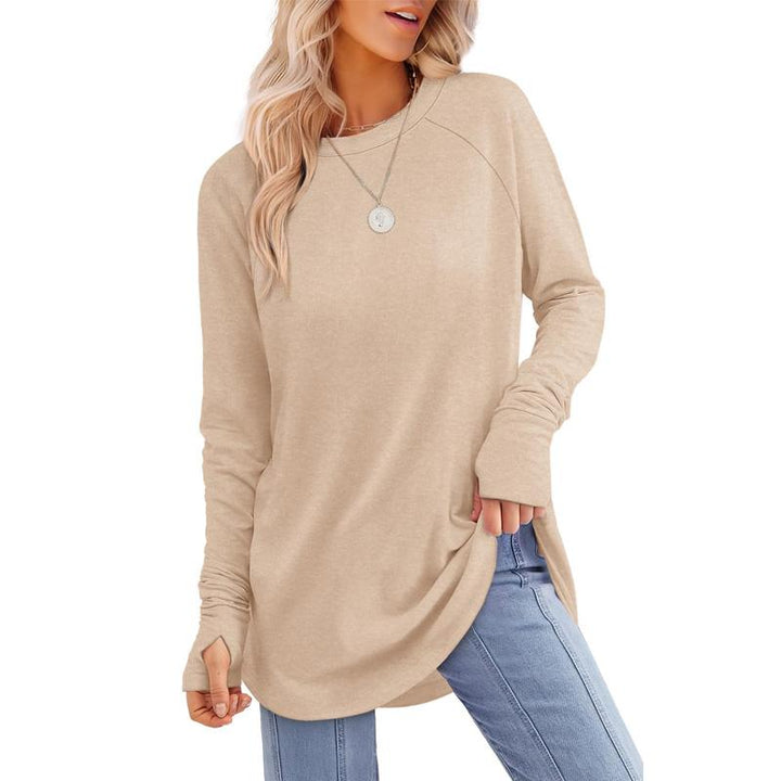 MIRA™ - Women's Long Sleeve Tunic Top with Thumb Hole and Curved Hem
