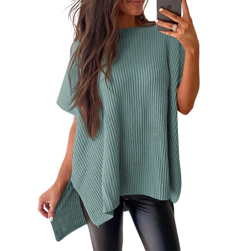 JANINE™ - Women Quarter Zip Rib Knit Pullover Sweater