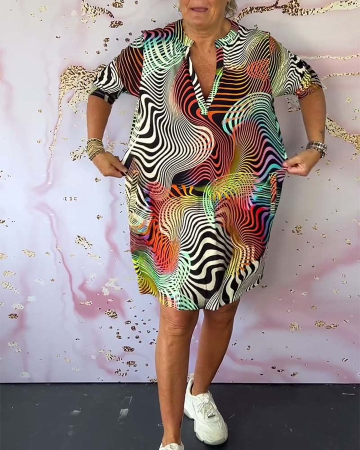 MARI™ - Colorful V-Neck Dress