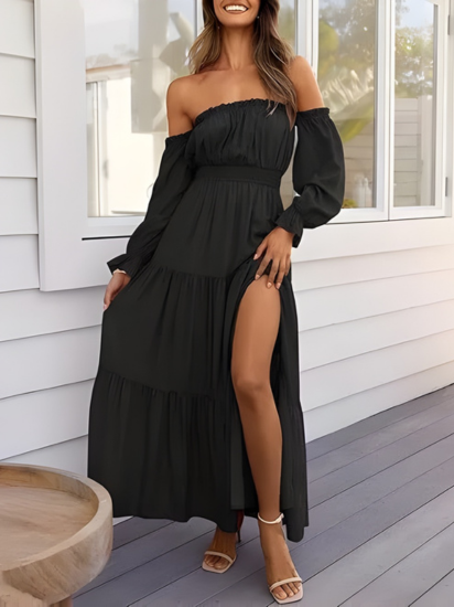 LEXIE™ – Boho Off Shoulder Maxi Dress