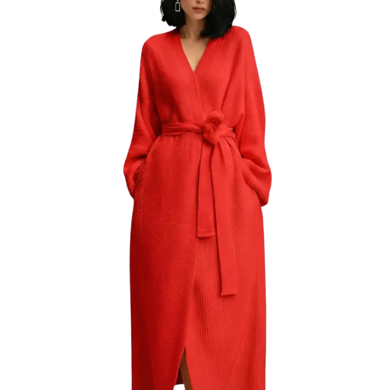 THALIA™ – Comfy Warm Long Ribbed Knit Robe