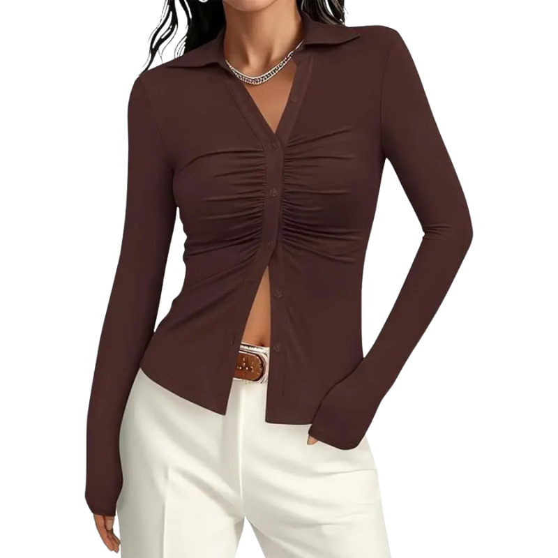 ALIANA™ – Sophisticated Pleated Long Sleeve Top