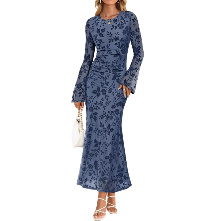 BRANDY™ – Stylish Floral Long Sleeve Maxi Dress