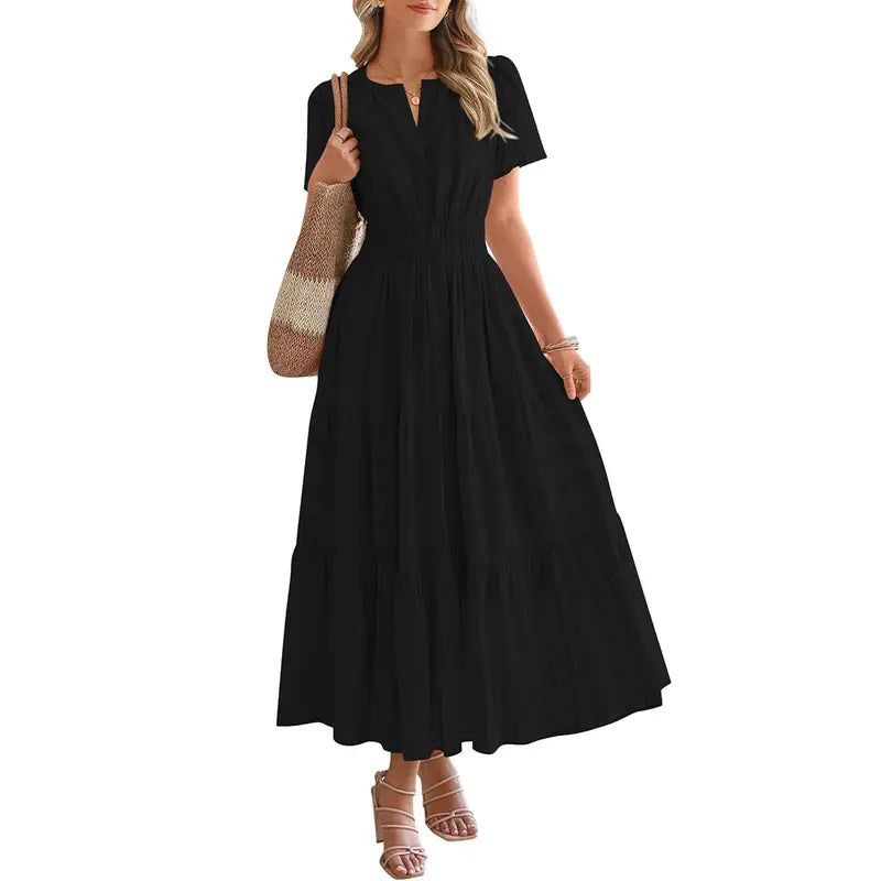 HELENA™ – Casual Summer V-Neck Maxi Dress