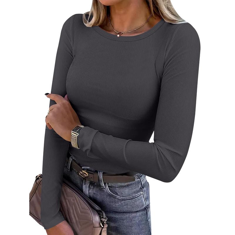 MERIAM™ - Women Rib Knit Long Sleeve Slim Fit Crewneck Top