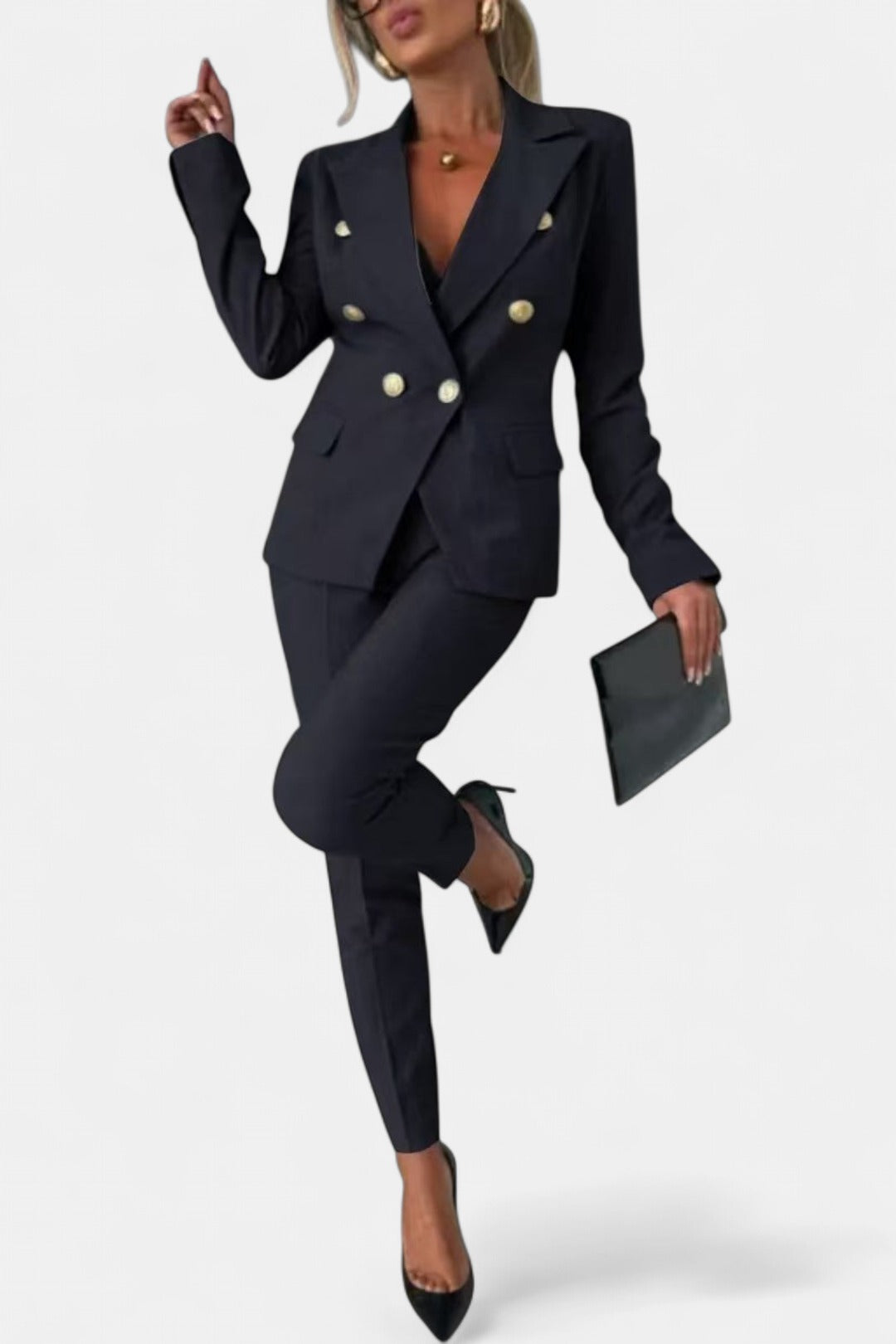 PENNIE | Classy Collar Blazer and Flared Pants Set
