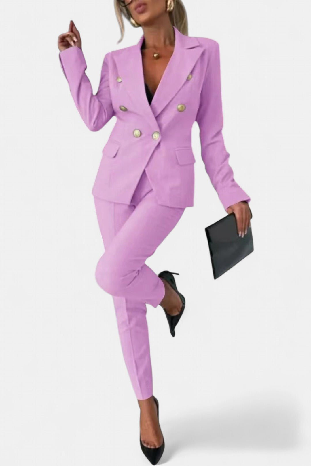 PENNIE | Classy Collar Blazer and Flared Pants Set
