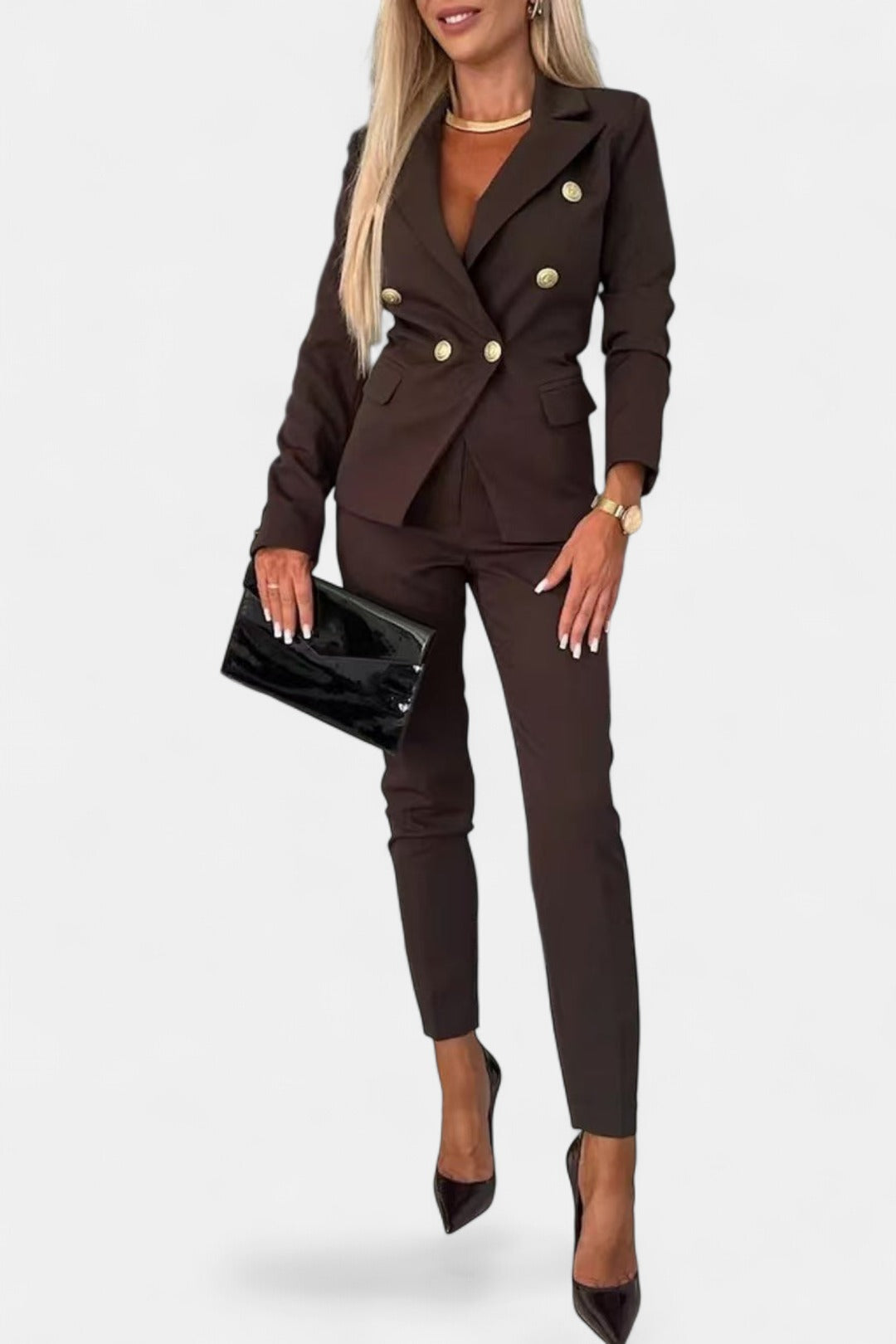 PENNIE | Classy Collar Blazer and Flared Pants Set