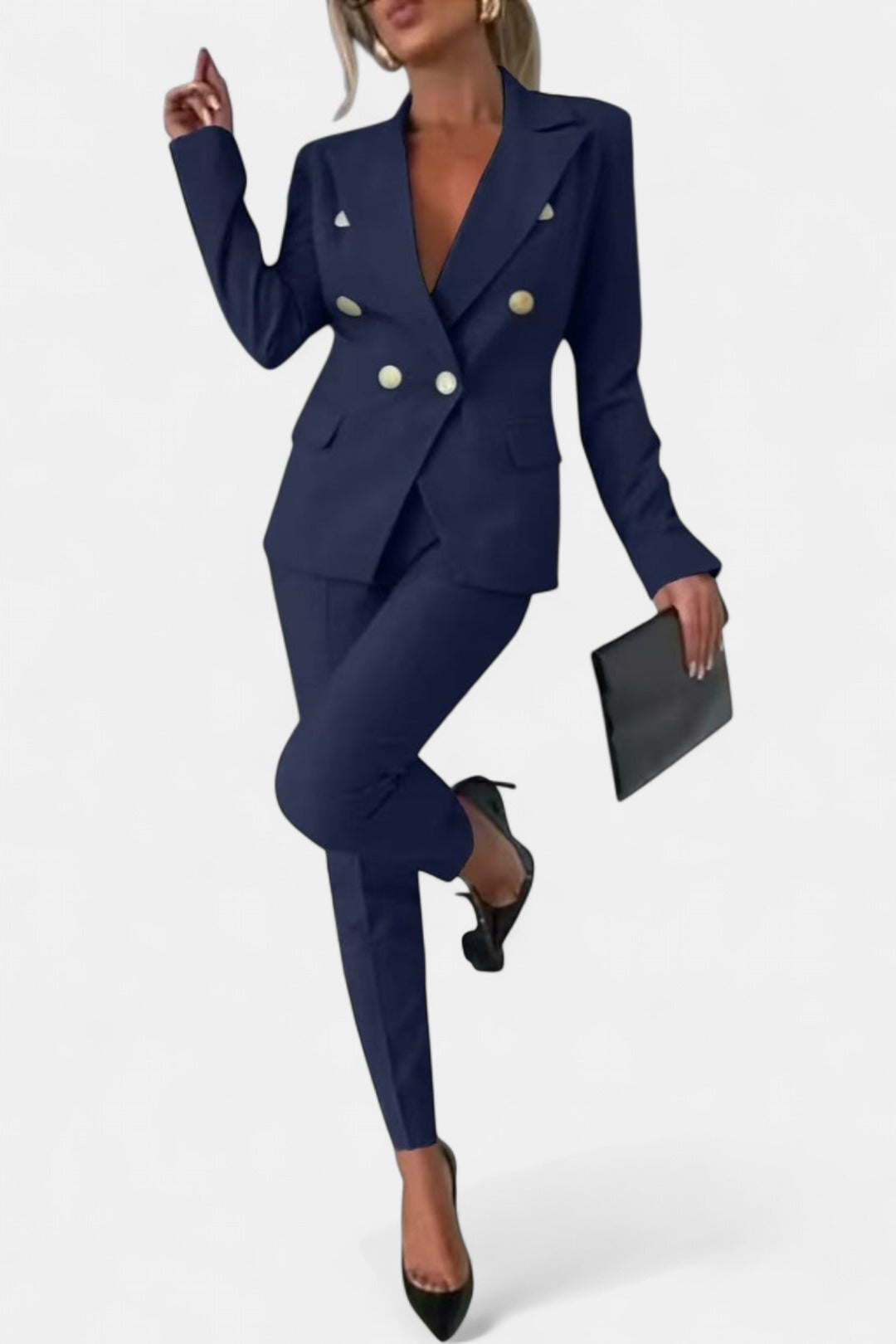 PENNIE | Classy Collar Blazer and Flared Pants Set