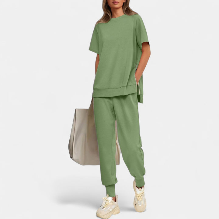 HILARIA | Casual Bishop Sleeve Notched Neck Set
