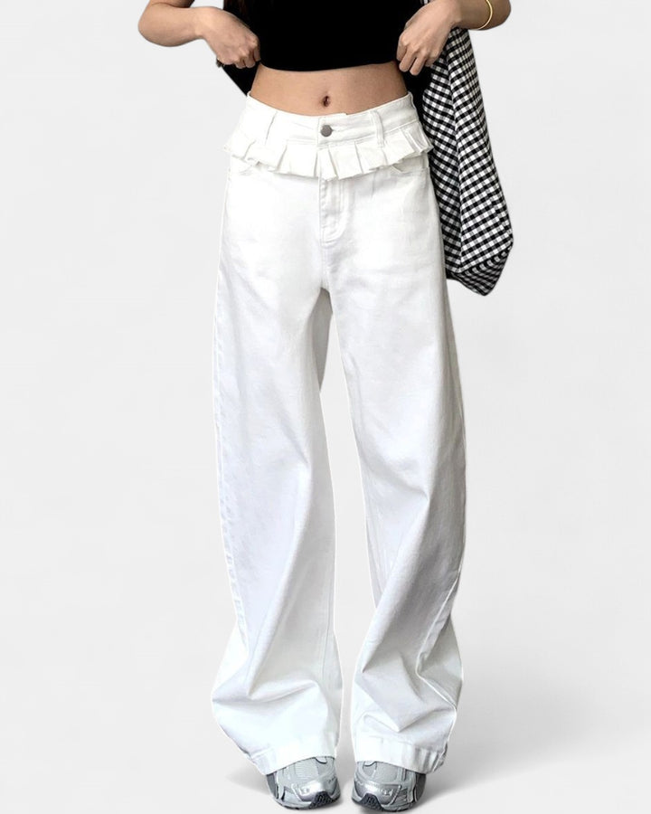 PAISLEY | Elegant Lace-Trimmed Wide-Leg Jeans