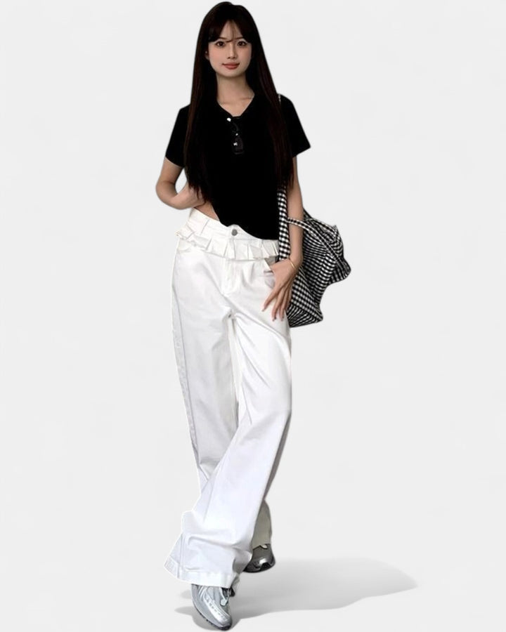 PAISLEY | Elegant Lace-Trimmed Wide-Leg Jeans