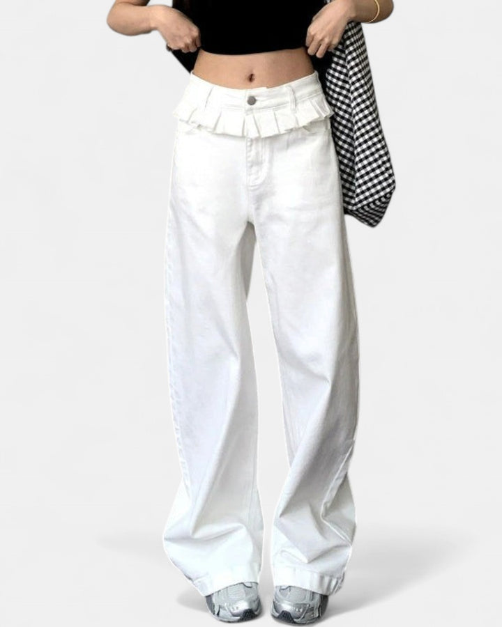 PAISLEY | Elegant Lace-Trimmed Wide-Leg Jeans