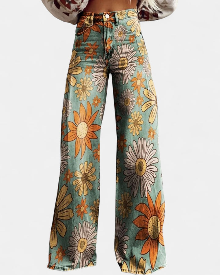 DAISY | Vintage Floral Wide-Leg Pants