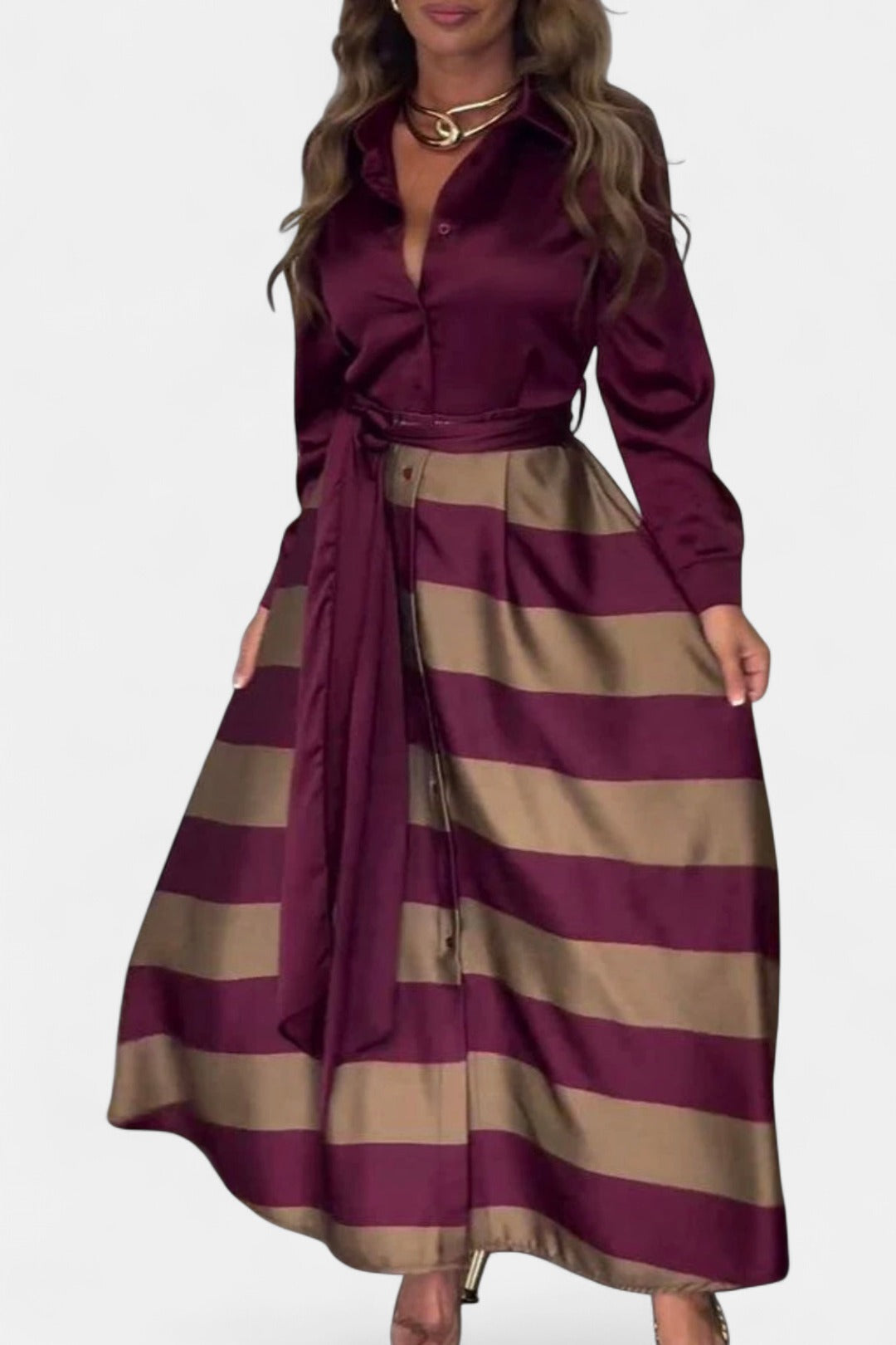 CALISTA | Satin Stripe Dress