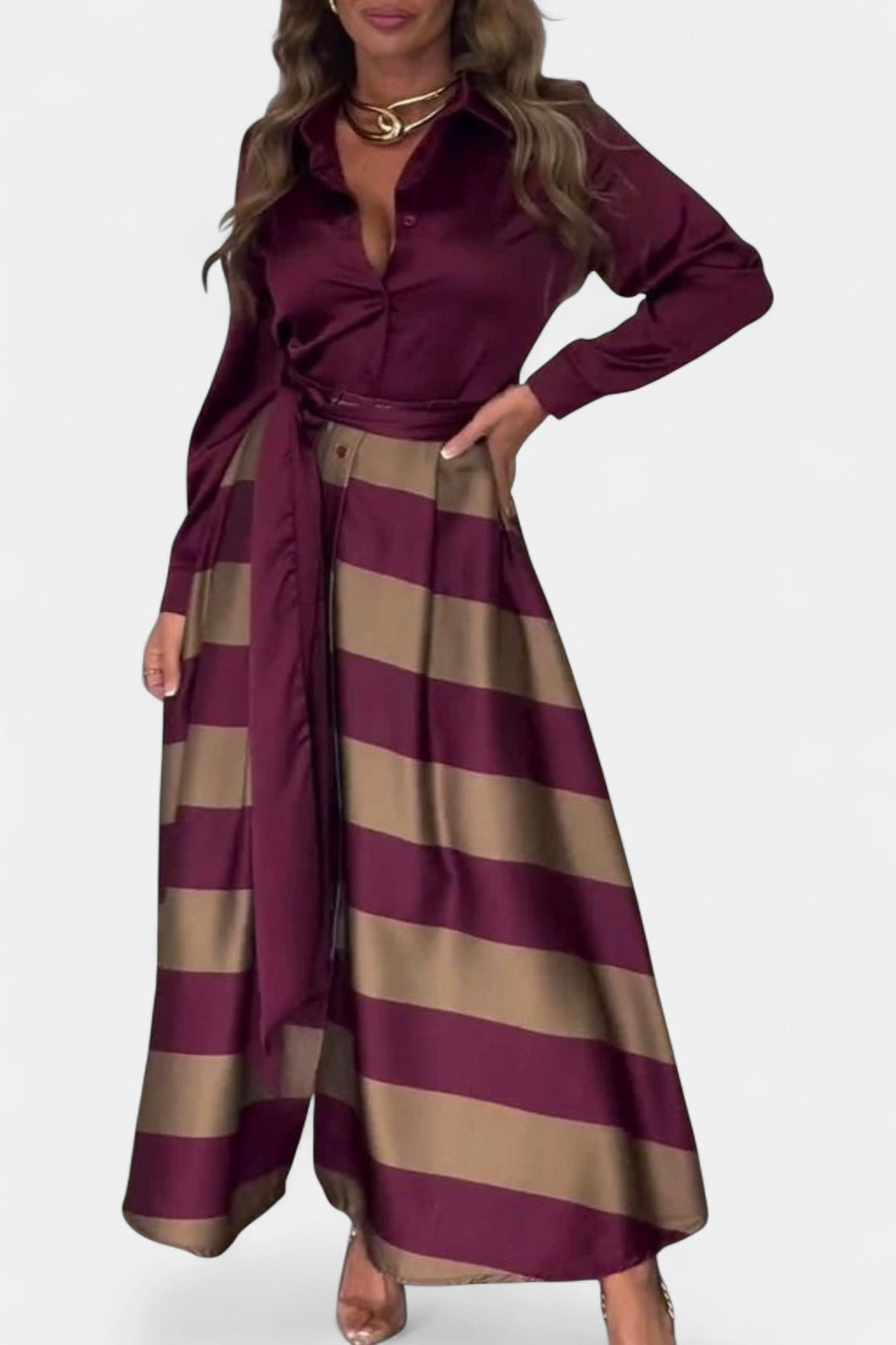 CALISTA | Satin Stripe Dress