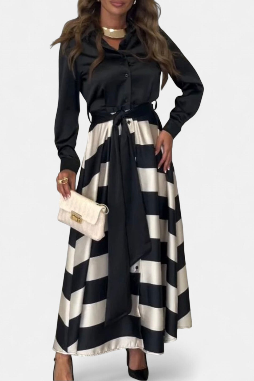CALISTA | Satin Stripe Dress