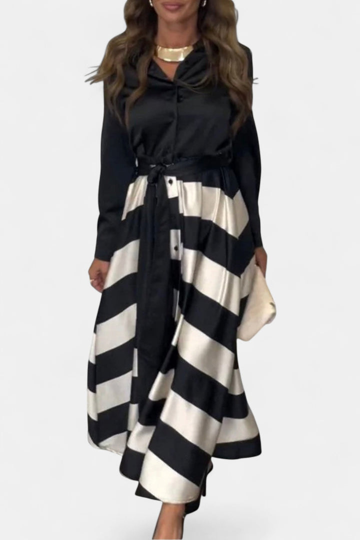 CALISTA | Satin Stripe Dress
