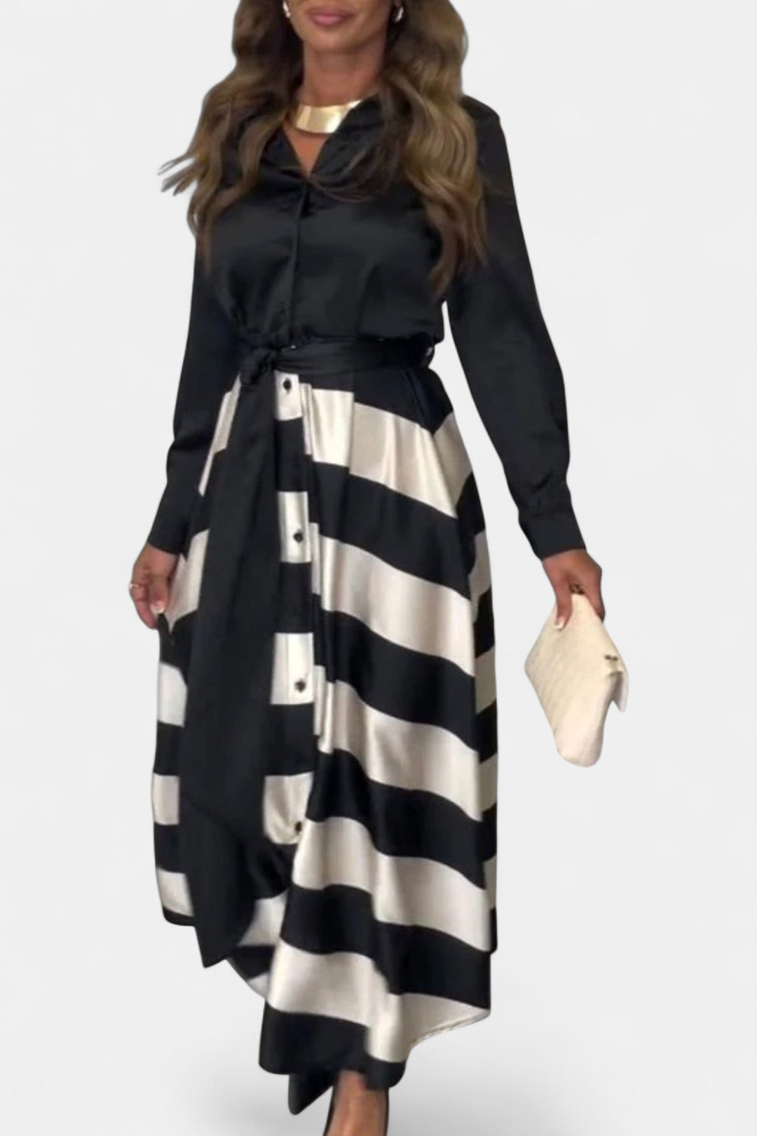 CALISTA | Satin Stripe Dress