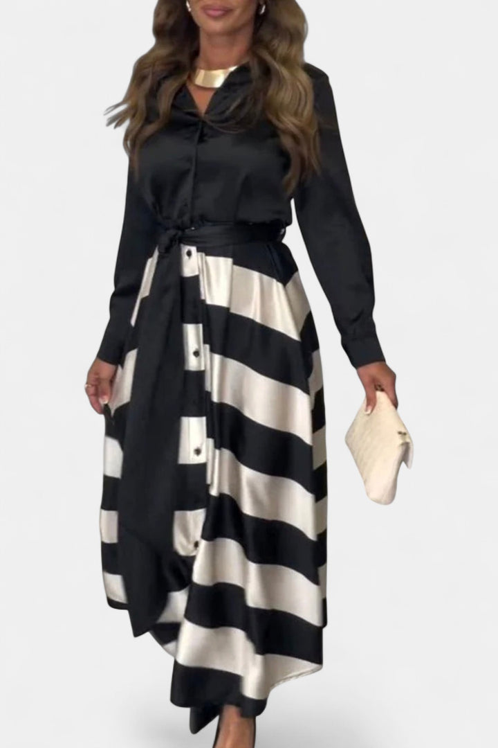 CALISTA | Satin Stripe Dress
