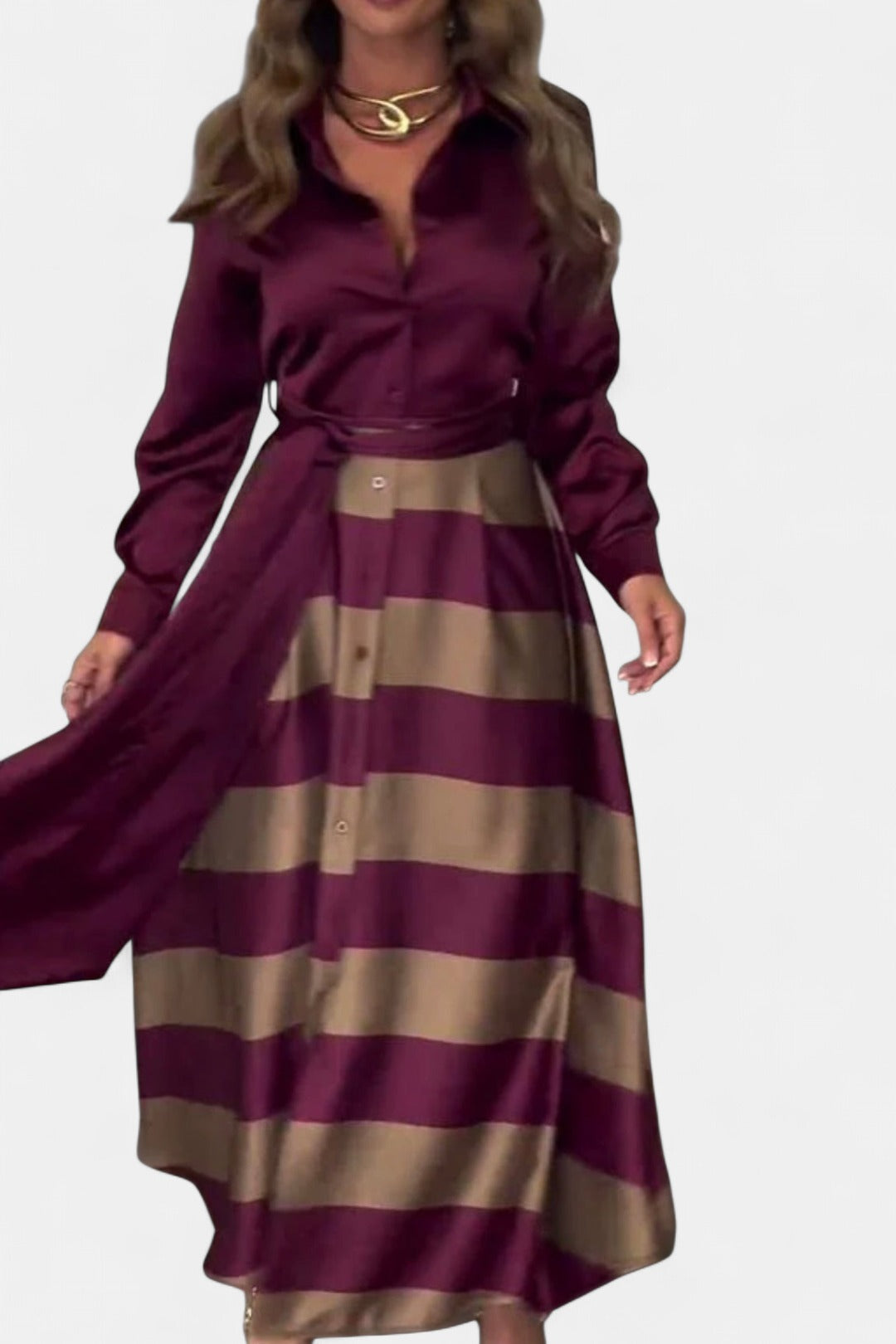 CALISTA | Satin Stripe Dress