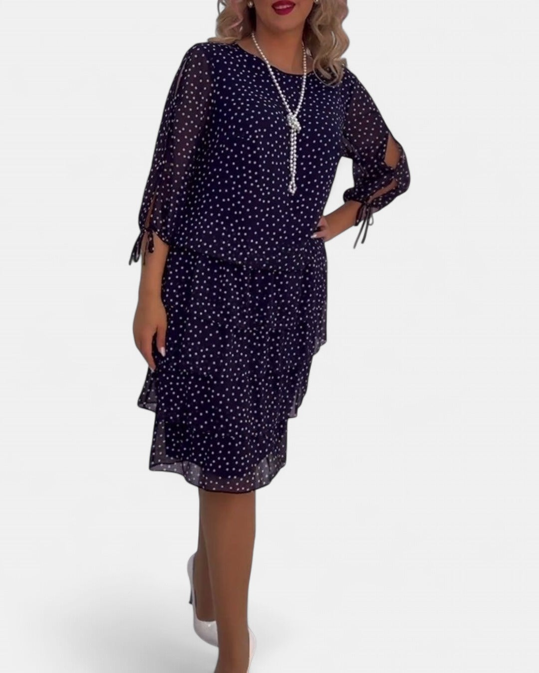 ELINA | Dotted Elegance Dress
