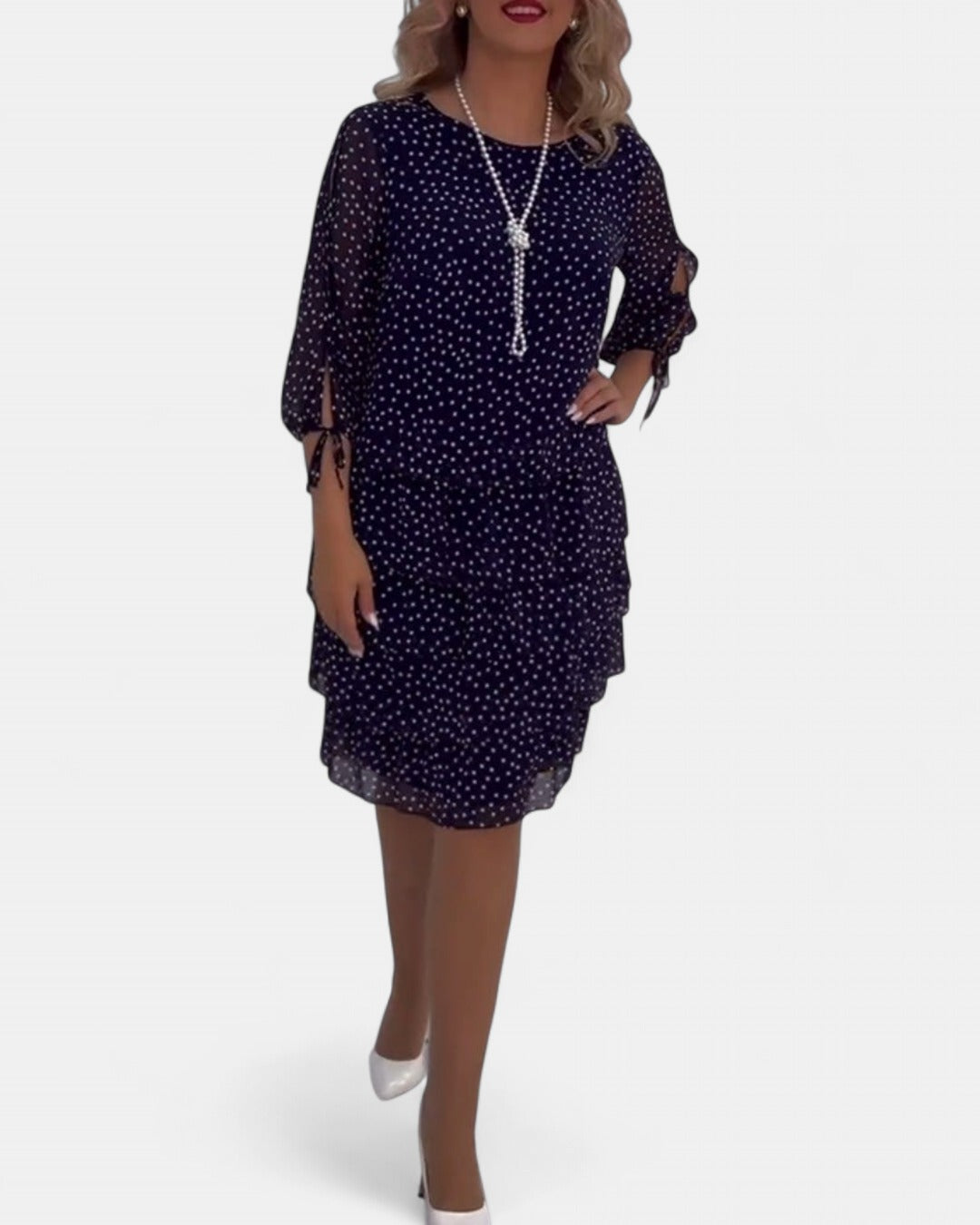 ELINA | Dotted Elegance Dress