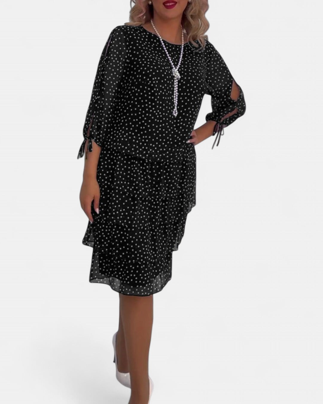 ELINA | Dotted Elegance Dress