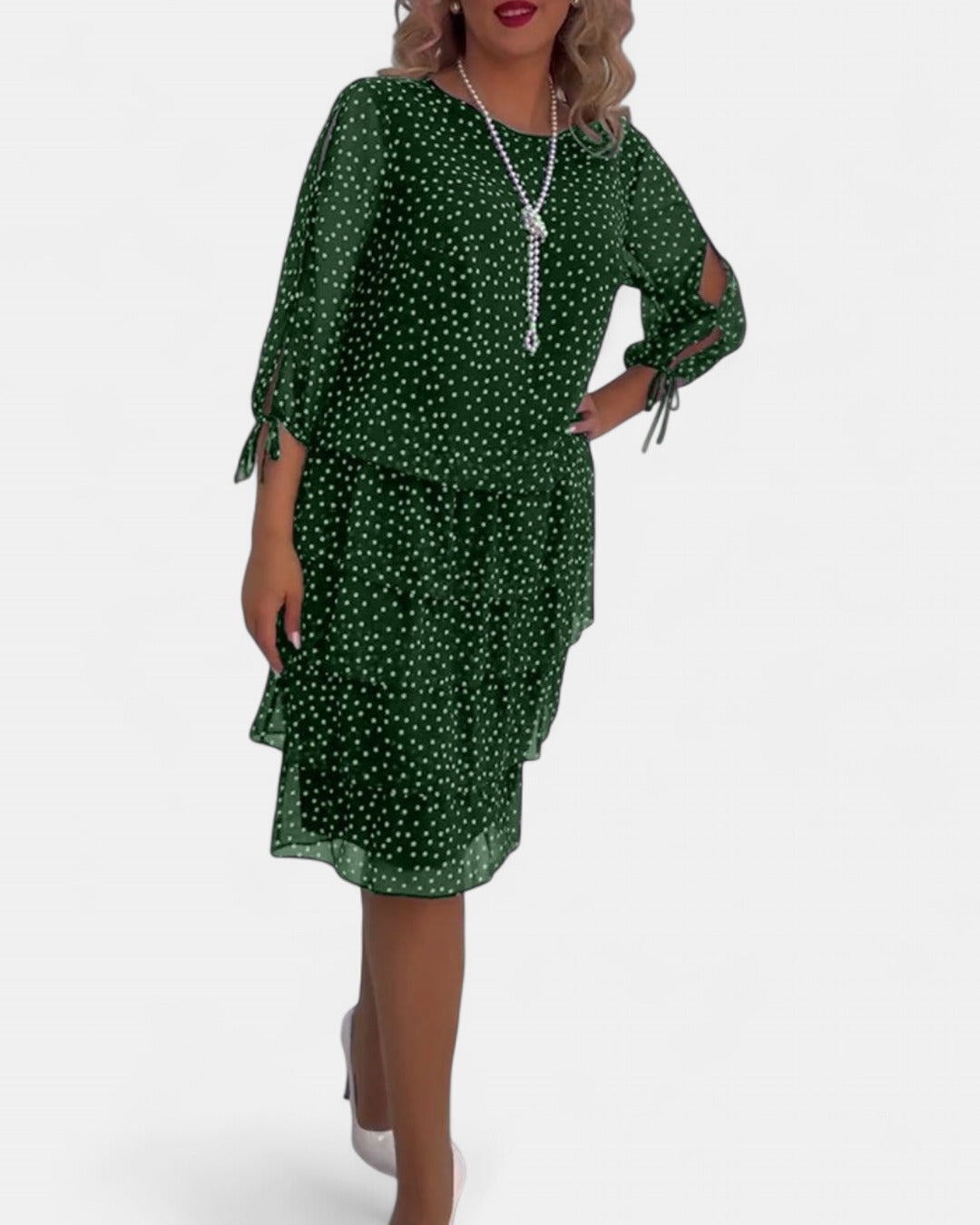 ELINA | Dotted Elegance Dress
