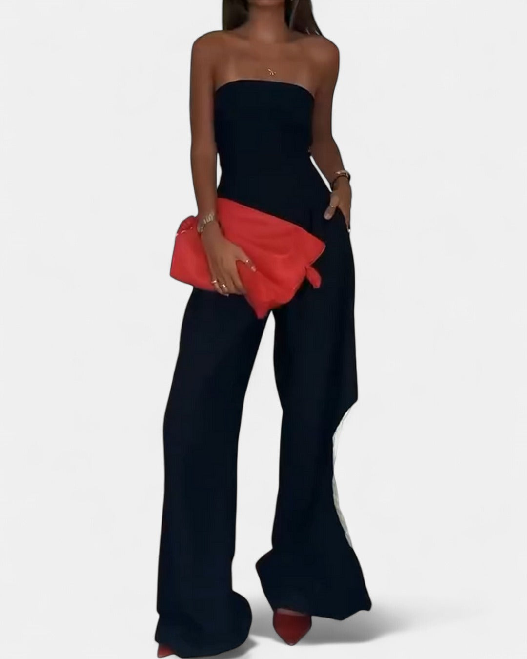 VELORA | Luxe Strapless Jumpsuit