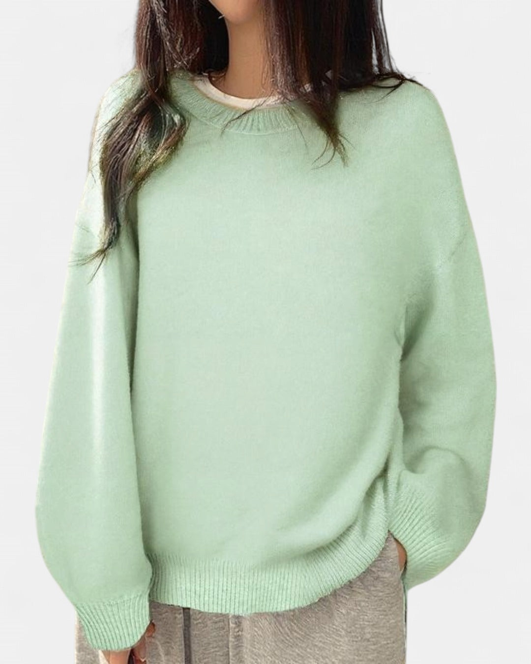 KIARA | Women's Drop Shoulder Split Hem Round Neck Sweater