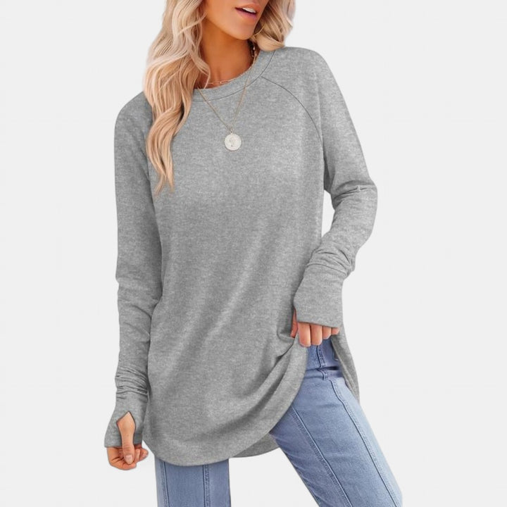 MIRA | Women's Long Sleeve Tunic Top with Thumb Hole and Curved Hem