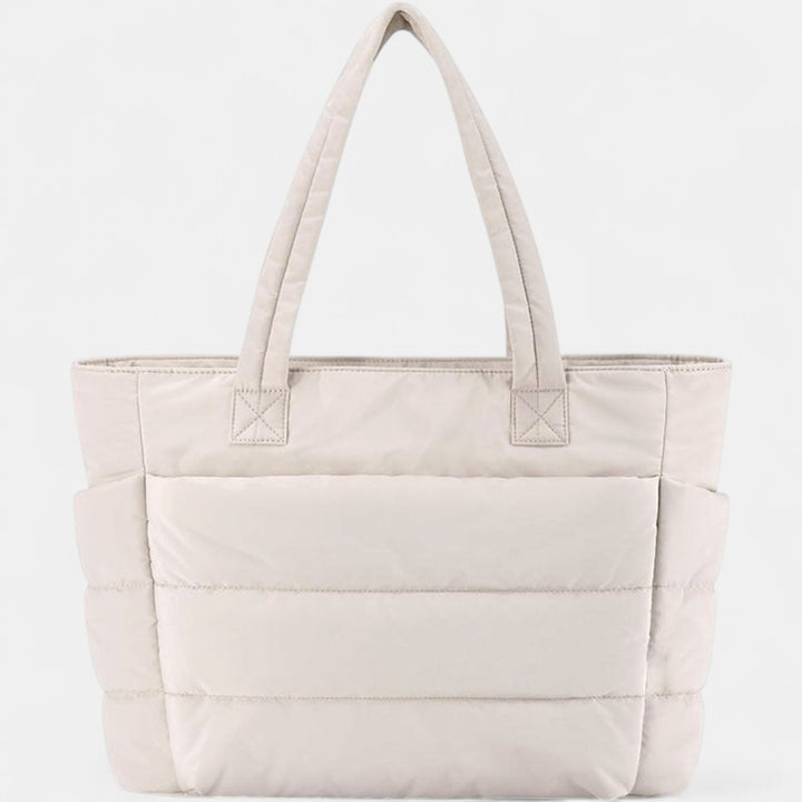 LILY | Cute Puffer Tote Bag with Laptop Compartment & Flower Print