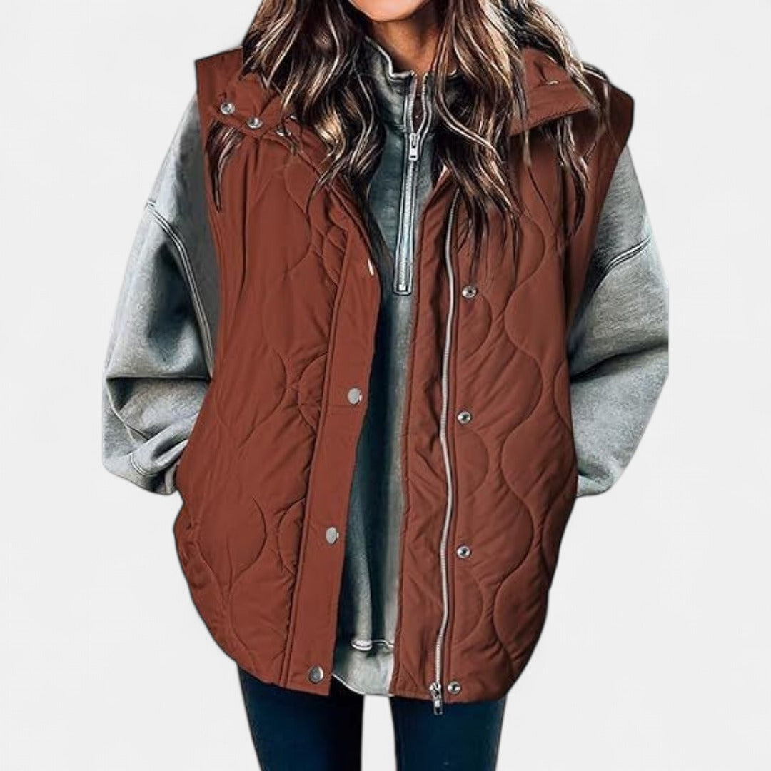 OLIVIA | Women's Casual Oversized Puffer Vest with Stand Collar