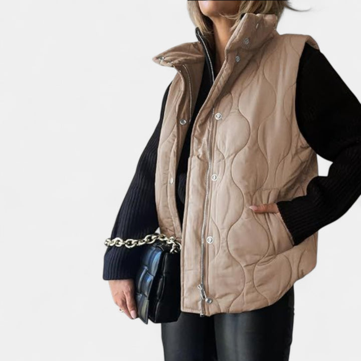 OLIVIA | Women's Casual Oversized Puffer Vest with Stand Collar
