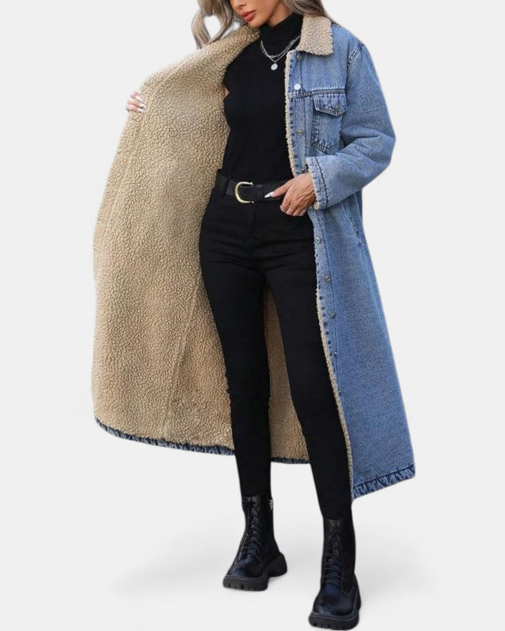 SAMANTHA | Long Fleece Lined Jacket Winter Single Breasted Coat